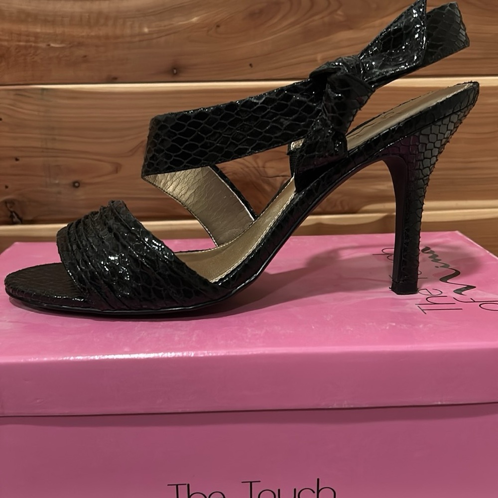 Touch of Nina Black Heels with Shimmering Straps